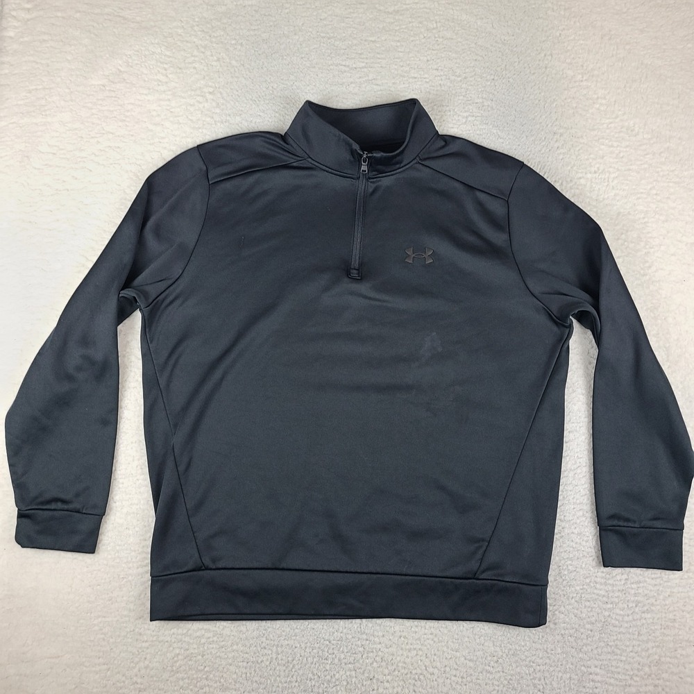 Under Armour Sweater Mens XL Black Loose Performance Fleece Sweatshirt Golf *